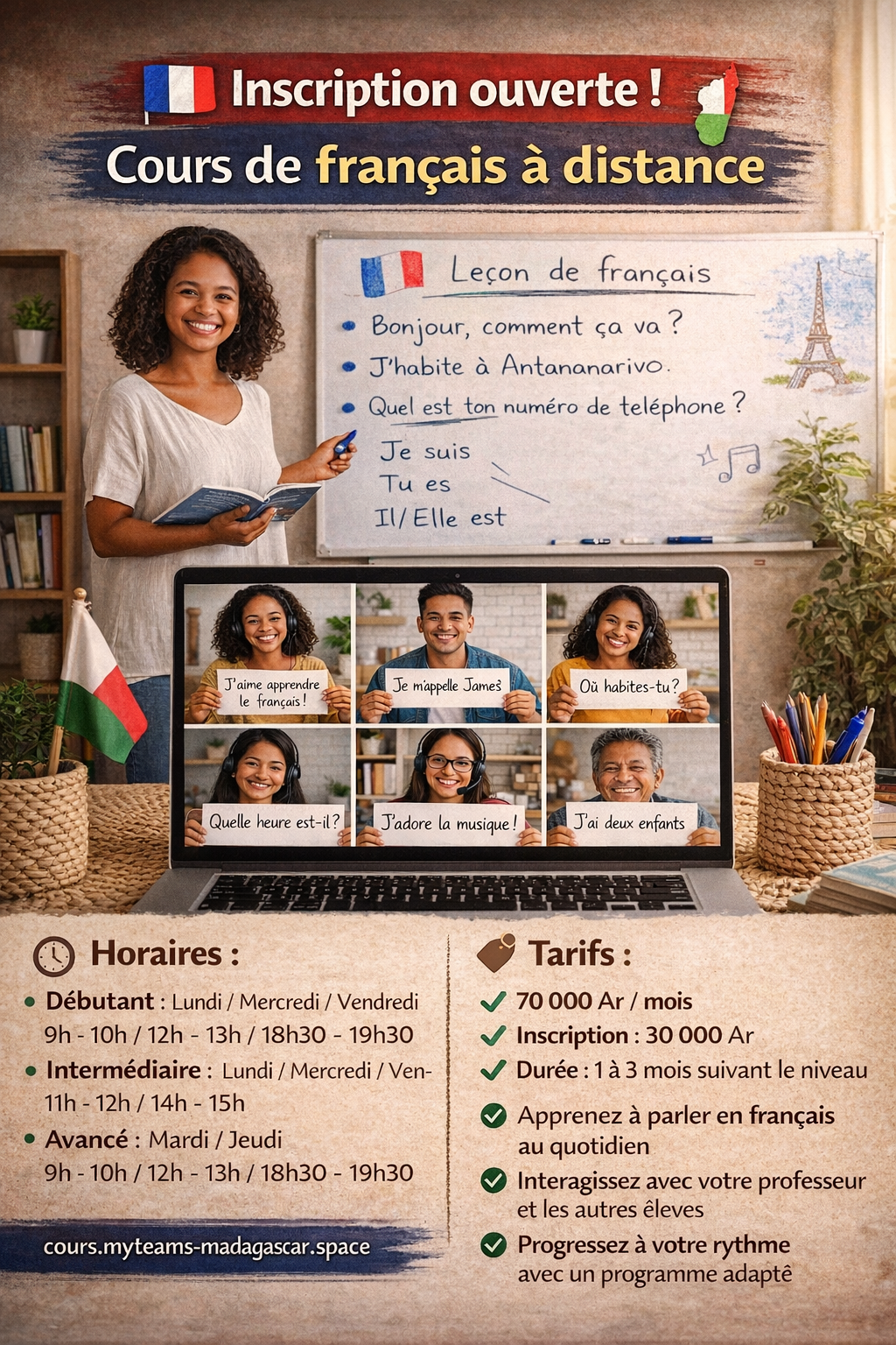Cours de français à distance