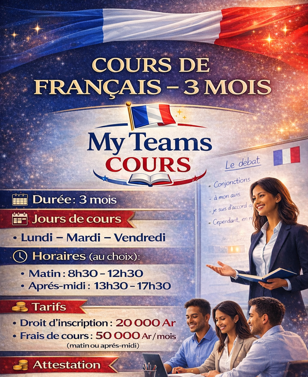 Cours de français 3 mois